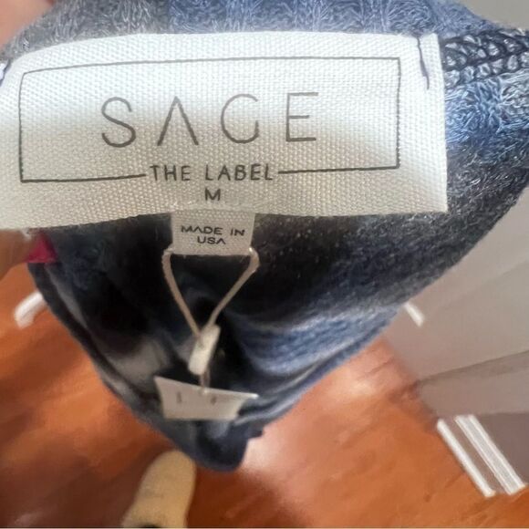 Sage the Label Anthropologie Navy Blue Tie-Dye Waffle Knit Cardigan size medium - Picture 9 of 10